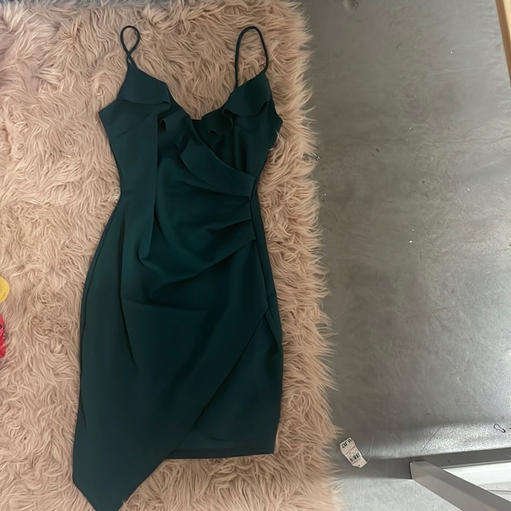 Green ruffle dress